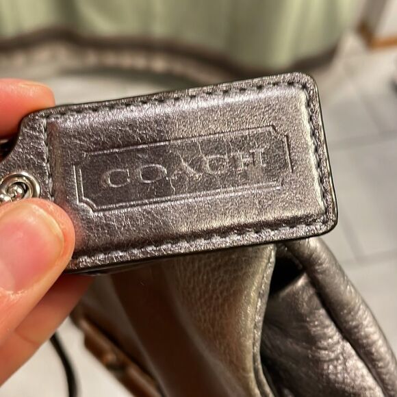 Coach metallic silver purse with double straps - Picture 10 of 14